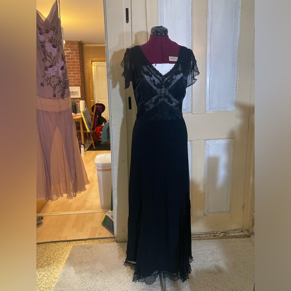 Downton Abbey style circa 2000 vintage silk bead embroidery lace dead stock - Picture 3 of 6